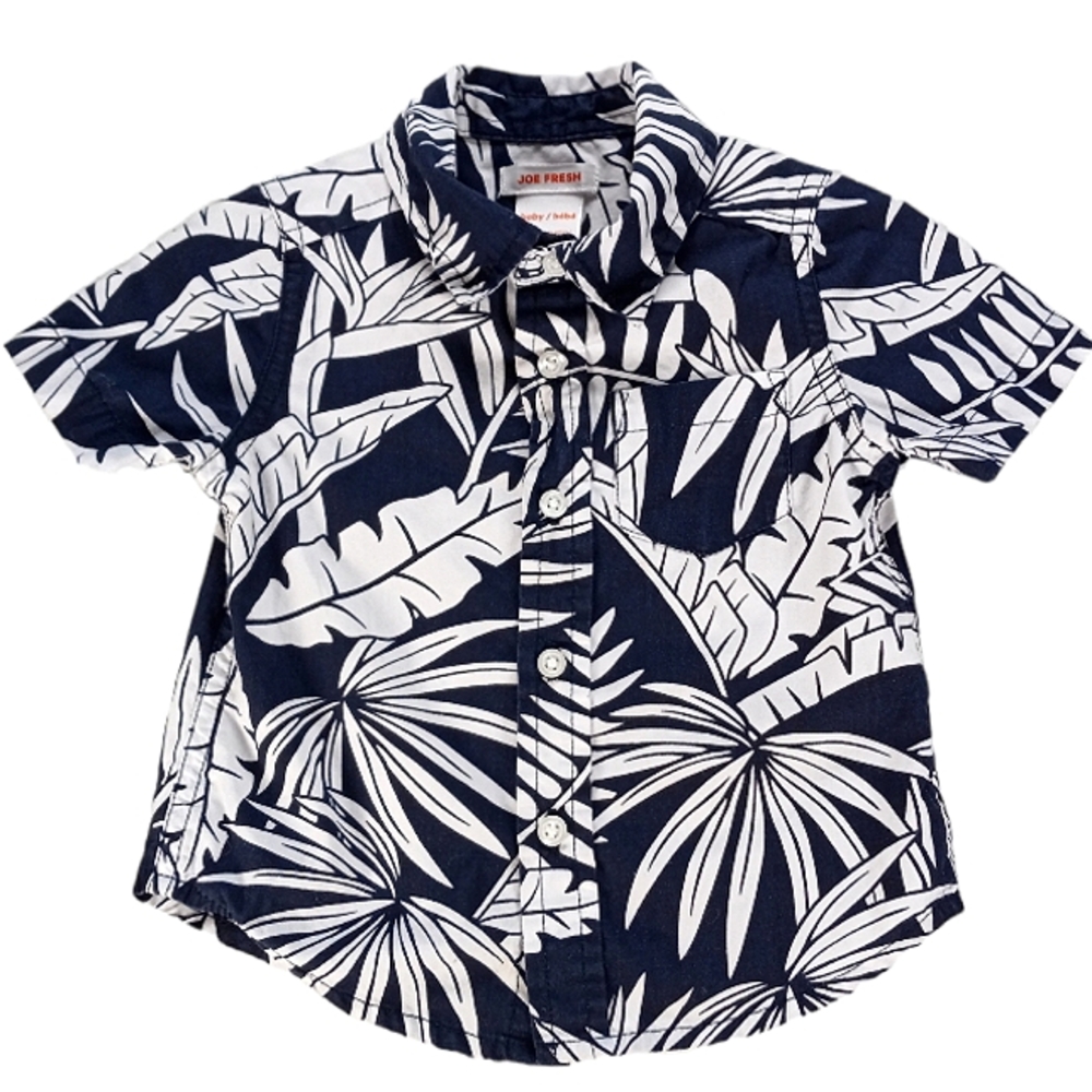 Joe Fresh Hawaiian Shirt Leaf Print Size 6-12 Months